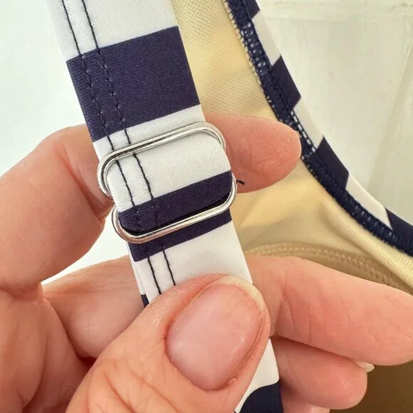 Denim & Co. Beach Handkerchief Hem Tankini Skirt Set Navy Stripe Size US 20 - Picture 6 of 9